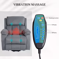 HOMCOM Lift Chair Riser and Recliner Chair with Vibration Massage, Heat, Grey