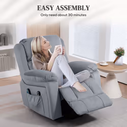 HOMCOM Lift Chair Riser and Recliner Chair with Vibration Massage, Heat, Grey - Additional view 5