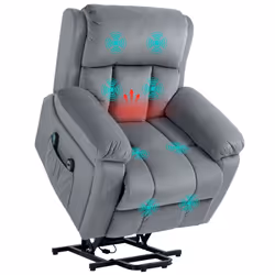 HOMCOM Lift Chair Riser and Recliner Chair with Vibration Massage, Heat, Grey - Additional view 6