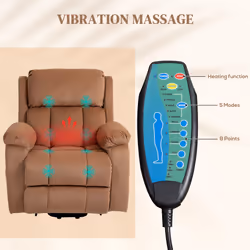 HOMCOM Lift Chair Riser and Recliner Chair with Vibration Massage, Heat, Brown