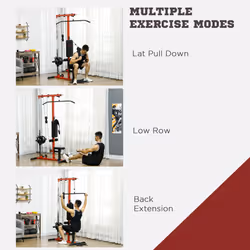 SPORTNOW Pull Up Station Power Cage with Adjustable Seat, Home Gym - Red - Additional view 7
