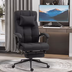 Vinsetto Office Chair with Adjustable Height, Wheels, Footrest, Black
