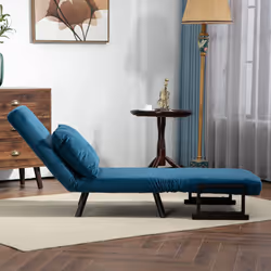 HOMCOM Click Clack Single Chair Bed Settee for Living Room, Guest Room, Blue - Additional view 4