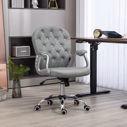 Vinsetto Office Chair PU Diamante Padded Ergonomic 360 Swivel Grey