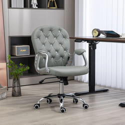Vinsetto Office Chair PU Diamante Padded Ergonomic 360 Swivel Grey