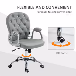 Vinsetto Office Chair PU Diamante Padded Ergonomic 360 Swivel Grey - Additional view 4