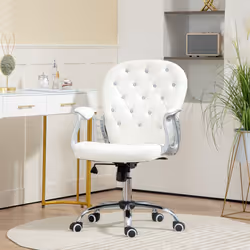 Vinsetto Office Chair PU Diamante Padded Ergonomic 360 Swivel White