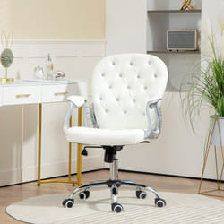 Vinsetto Office Chair PU Diamante Padded Ergonomic 360 Swivel White