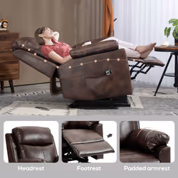 HOMCOM Power Lift Chair Electric Riser Recliner with Remote Control, Brown - Additional view 5