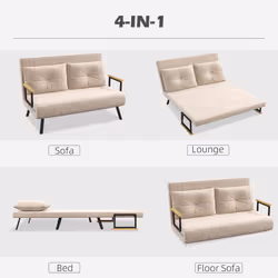 HOMCOM Click Clack 2 Seater Sofa Bed for Living Room, Guest Room, Beige
