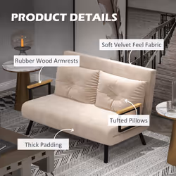 HOMCOM Click Clack 2 Seater Sofa Bed for Living Room, Guest Room, Beige - Additional view 4