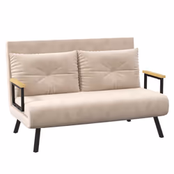 HOMCOM Click Clack 2 Seater Sofa Bed for Living Room, Guest Room, Beige - Additional view 7