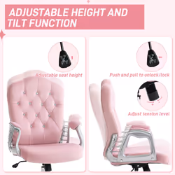 Vinsetto Home Office Chair with Adjustable Height Tilt Function Pink