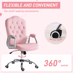 Vinsetto Home Office Chair with Adjustable Height Tilt Function Pink - Additional view 4