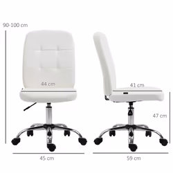 Vinsetto Curved Back Home Office Chair with Adjustable Height, White