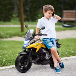 AIYAPLAY Honda Licensed 12V Kids Electric Bike w/ Music, Headlights - Yellow