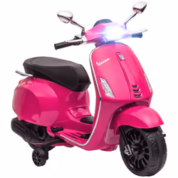 AIYAPLAY Vespa Licensed 12V Kids Electric Bike w/ 2 Training Wheels, Pink