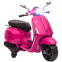 AIYAPLAY Vespa Licensed 12V Kids Electric Bike w/ 2 Training Wheels, Pink