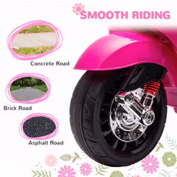 AIYAPLAY Vespa Licensed 12V Kids Electric Bike w/ 2 Training Wheels, Pink - Additional view 5