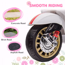 AIYAPLAY Vespa Licensed 12V Kids Electric Bike w/ 2 Training Wheels, White - Additional view 6