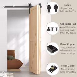 HOMCOM 4FT/122CM Bi-Folding Sliding Barn Door Hardware Kit Sliding Door Kit - Additional view 4