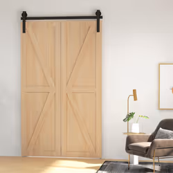HOMCOM 4FT/122CM Bi-Folding Sliding Barn Door Hardware Kit Sliding Door Kit - Additional view 8