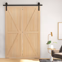 HOMCOM 5FT/153CM Bi-Folding Sliding Barn Door Hardware Kit Sliding Door Kit