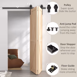 HOMCOM 5FT/153CM Bi-Folding Sliding Barn Door Hardware Kit Sliding Door Kit - Additional view 4