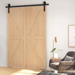 HOMCOM 5FT/153CM Bi-Folding Sliding Barn Door Hardware Kit Sliding Door Kit - Additional view 8