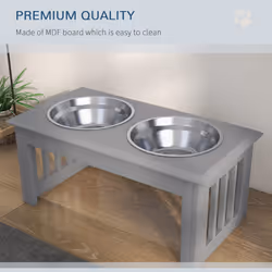 PawHut Raised Dog Bowls Pet Feeder Raised Elevated Stainless Steel Food Grey - Additional view 5