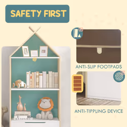AIYAPLAY Kids Bookshelf with 3 Shelves, Drawer, Anti-tip Device, for Kids Room