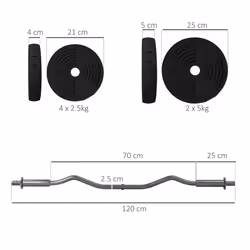 SPORTNOW 25kg Adjustable Barbell Weights Set for Home Gym Strength Training - Additional view 7