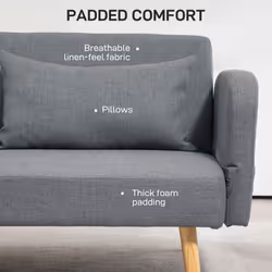 HOMCOM Convertible Sofa Bed Settee with Cushions, Adjustable Backrest, Grey