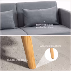 HOMCOM Convertible Sofa Bed Settee with Cushions, Adjustable Backrest, Grey - Additional view 4