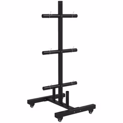 SPORTNOW Olympic Weight Plate Rack with 4 Wheels and 6 Fasten Clamps