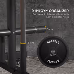 SPORTNOW Olympic Weight Plate Rack with 4 Wheels and 6 Fasten Clamps