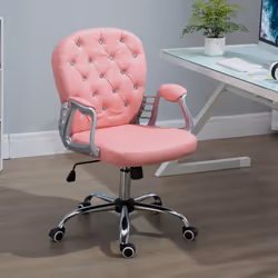 Vinsetto Office Chair PU Diamante Padded Ergonomic 360 Swivel Pink