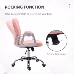 Vinsetto Office Chair PU Diamante Padded Ergonomic 360 Swivel Pink
