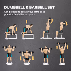 HOMCOM 20kg Adjustable 2 IN 1 Barbell Dumbbells Weight Set for Body Fitness