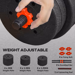 HOMCOM 20kg Adjustable 2 IN 1 Barbell Dumbbells Weight Set for Body Fitness - Additional view 4