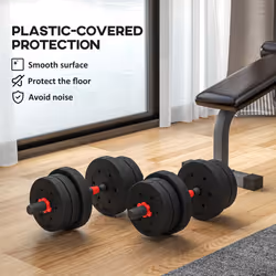 HOMCOM 20kg Adjustable 2 IN 1 Barbell Dumbbells Weight Set for Body Fitness - Additional view 5