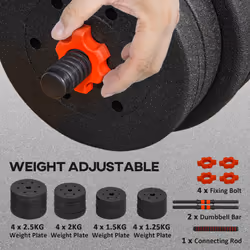 HOMCOM 30kg Adjustable 2 IN 1 Barbell Dumbbells Weight Set for Body Fitness - Additional view 4