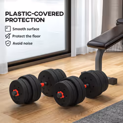 HOMCOM 30kg Adjustable 2 IN 1 Barbell Dumbbells Weight Set for Body Fitness - Additional view 5