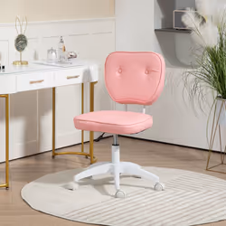 Vinsetto Vanity Task Chair with Adjustable Height, Armless, Pink