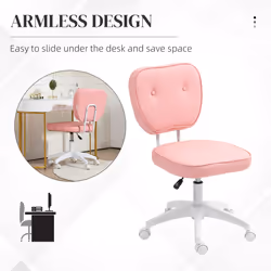 Vinsetto Vanity Task Chair with Adjustable Height, Armless, Pink - Additional view 4