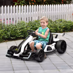 HOMCOM 24V Electric Go Kart for Kids with Adjustable Seat, White