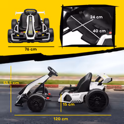 HOMCOM 24V Electric Go Kart for Kids with Adjustable Seat, White