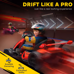 HOMCOM 24V Electric Go Kart for Kids with Adjustable Seat, Red