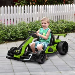 HOMCOM 24V Electric Go Kart for Kids with Adjustable Seat, Green