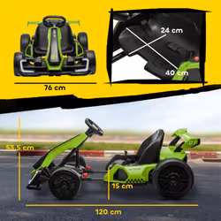 HOMCOM 24V Electric Go Kart for Kids with Adjustable Seat, Green